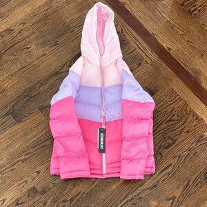 32 Degrees Hot Pink & Pale Pink Hooded Puffer Jacket